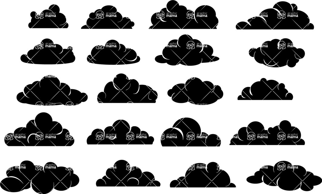 Vector silhouettes - Simple Vector Cloud Silhouettes Set